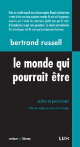 Couverture du livre "Le monde qui pourrait être" de Bertrand Russell, avec design moderne.